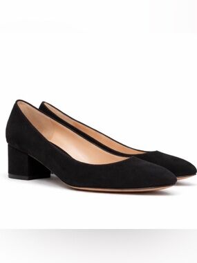 J.Crew Black Suede Block Heel Pumps Minimal Classic Chic